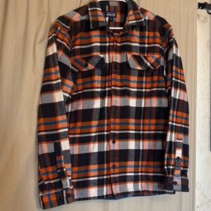 Patagonia Men's flannel Shirt Jacket - Black, Orange, White